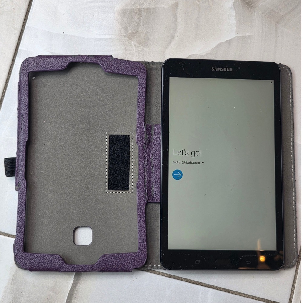 Samsung Galaxy Tab A 8.0 SM-T380 16GB Black Tablet with Purple Fintie Case W1